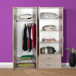 WARDROBE 4 SHELVES WITH 2 DRAWERS