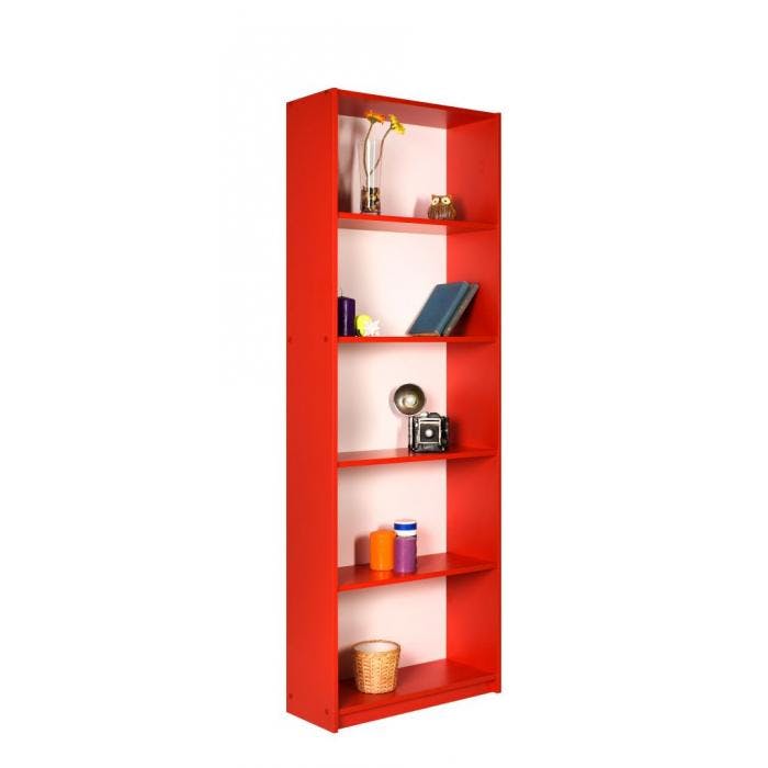 LIBRARY WITH 5 SHELVES - Red