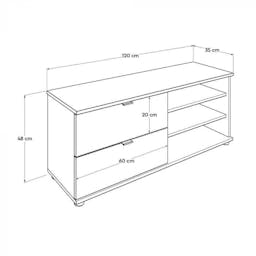 Tristan TV cabinet with 2 drawers and 2 shelves